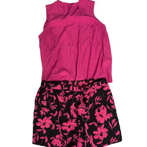 NWOT Shein 3XL Pink Sleeveless Top and Floral Shorts Set